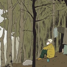 A solitary person living alone in a secluded cabin.