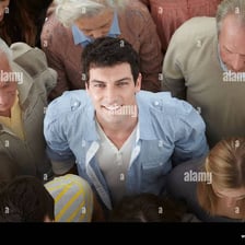A person looking upward toward someone positioned on a higher platform.