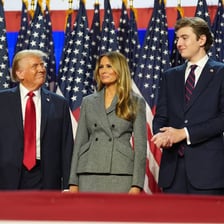 Barron Trump pictured with his parents Donald and Melania Trump