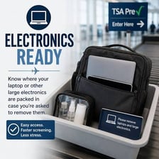 Travelers and carry-on bags being screened at a TSA airport security checkpoint