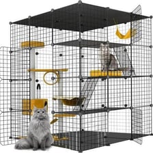 An animal inside a metal cage enclosure