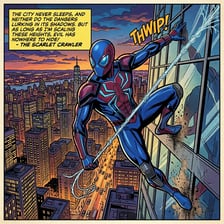 Spider-Man posed in a flexible acrobatic stance.
