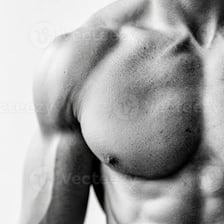 A sculpted torso with clearly defined abdominal muscles.