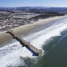 The coastline and pier at Pismo Beach, California.