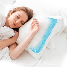 A waterbed mattress and a water-filled pillow.