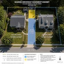 Two neighboring properties meeting along a shared boundary.
