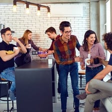 People gathered informally for a casual meeting