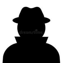 An illustration of a suspicious-looking person in shadow
