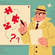 A person working out a difficult puzzle