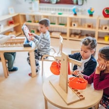 Children learning in a preschool classroom.