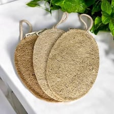 A natural loofah bath scrubber