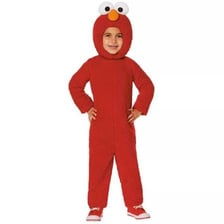 A red Elmo costume suitable for a toddler’s Halloween outfit.