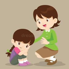A child reporting another child’s behavior to a teacher