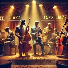 A 1950s-era jazz fan dressed in fashionable period clothing.