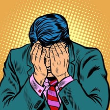 A person expressing sorrow in a dramatic illustration