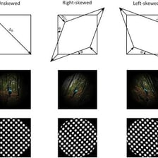 A straight image shown alongside a slanted, distorted version.