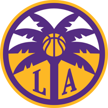 Los Angeles Sparks players during a basketball game.