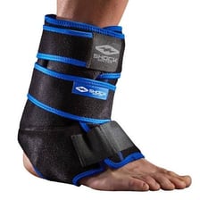 An ice pack being applied to an injured ankle