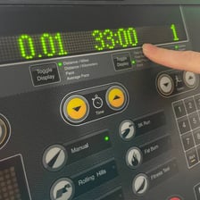 A treadmill console showing a pace or speed setting