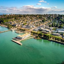 Tacoma, Washington, viewed along the Puget Sound waterfront.