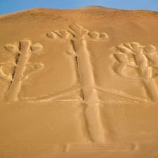 Aerial view of a Nazca Lines geoglyph in Peru