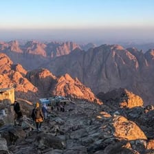 The rugged mountain landscape of Mount Sinai in Egypt.