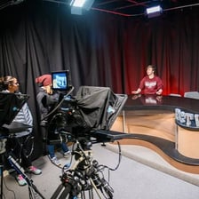 A television studio broadcasting a program