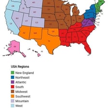 A map with one geographic region highlighted.