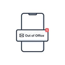 A workplace email status indicating that someone is out of the office.