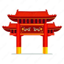 A traditional Chinese paifang gate at the entrance to a Chinatown