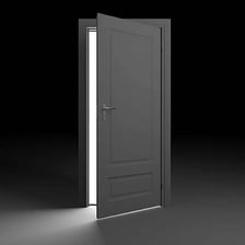 A door standing slightly open rather than fully closed.