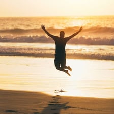 A person captured in mid-leap