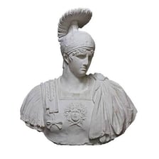A statue or artistic depiction of Ares, the Greek god of war.
