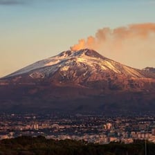 Mount Etna rising above the landscape of Sicily.