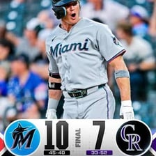 A Miami Marlins player wearing the team uniform.