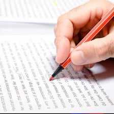 A person making changes to a written document.