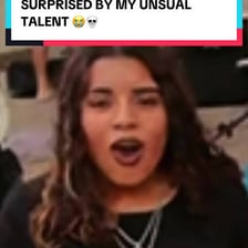 A person reacting with surprise to something strange.