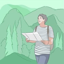 A person studying a travel map, suggesting a strong desire to go somewhere.