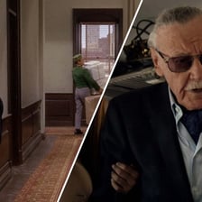 A recognizable actor making a brief appearance in a film scene.