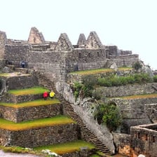 The stone terraces and ruins of Machu Picchu.