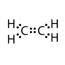 A structural formula showing the two-carbon ethene molecule.