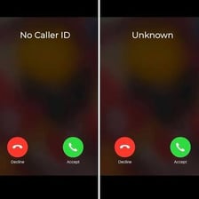 A phone displaying an incoming call from a private or blocked caller.