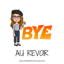 People waving goodbye in a French-language setting