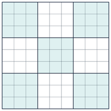 A blank nine-by-nine Sudoku grid divided into nine three-by-three regions.