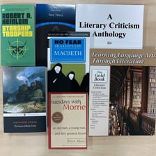 Literary texts and notes arranged for a college literature class.