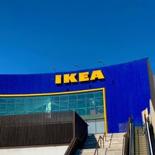 An IKEA store displaying its blue-and-yellow branding.