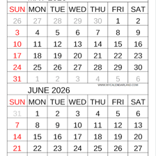 Calendar pages showing May immediately before June
