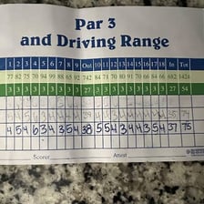 A golf scorecard listing par for holes on a course.