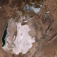 A satellite view of the North Aral Sea.