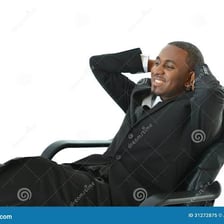 A relaxed person lounging comfortably